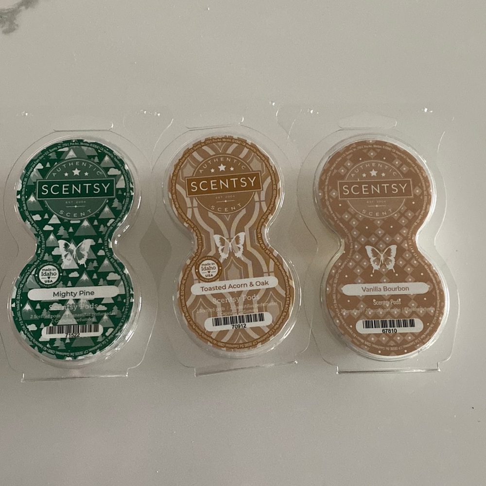 Scentsy Pods bundle - Vanilla Bourbon, Toasted Acorn, Mighty Pine